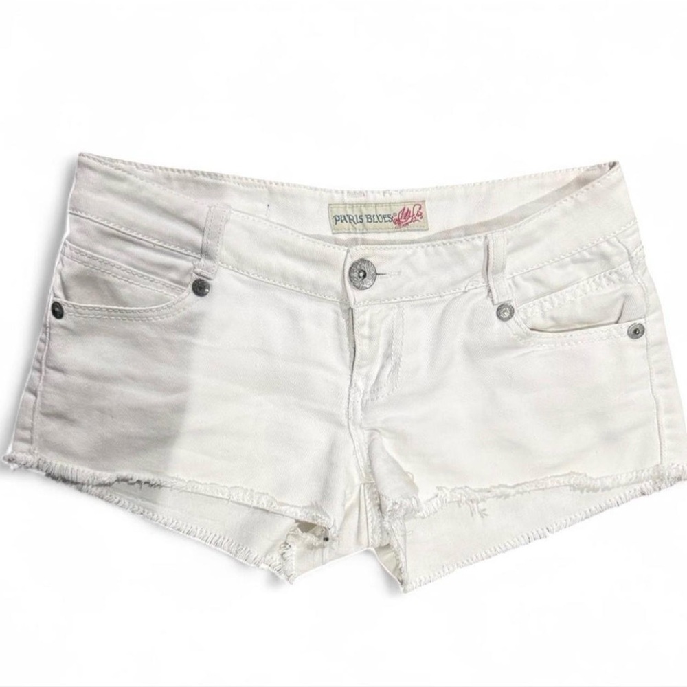 y2k Paris Blues White Jean Shorts